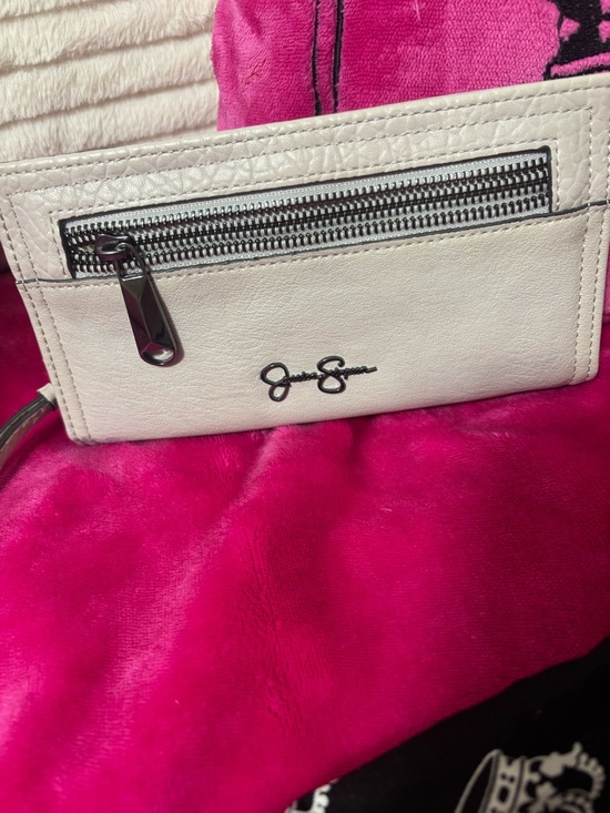 Jessica Simpson Handbags - Jessica Simpson White Leather Crossbody Wallet with Front Zip